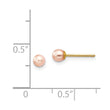 14K 3-4mm Pink Round Freshwater Cultured Pearl Stud Post Earrings
