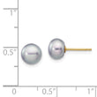 14K 6-7mm Grey Button FW Cultured Pearl Stud Post Earrings