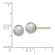 14K 6-7mm Grey Round Freshwater Cultured Pearl Stud Post Earrings