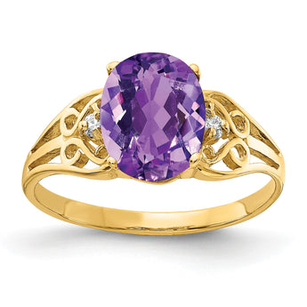 14K Amethyst Diamond ring, Size 7 - Birthstone Company