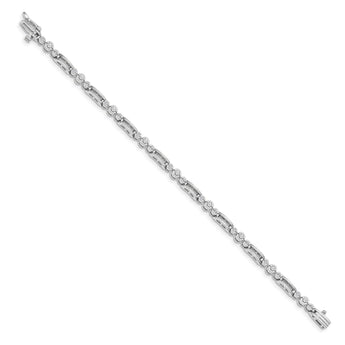 14k White Gold AA Diamond Fancy Link Tennis Bracelet