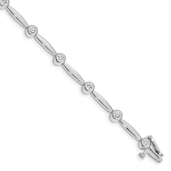 14k White Gold AA Diamond Bar Link Bracelet