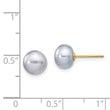 14K 7-8mm Grey Button FW Cultured Pearl Stud Post Earrings