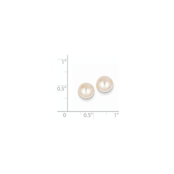 14K 8-9mm Pink Button FW Cultured Pearl Stud Post Earrings