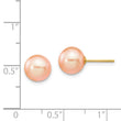 14K 8-9mm Pink Round Freshwater Cultured Pearl Stud Post Earrings