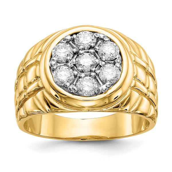 14k 1 carat AAA Diamond Mens Cluster Ring - Birthstone Company
