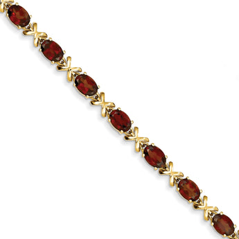 14k 7x5mm Oval Garnet bracelet - Birthstone Company