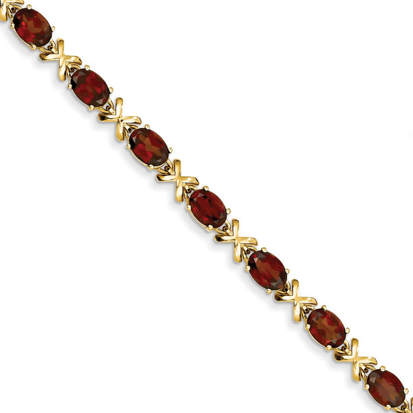 14k 7x5mm Oval Garnet bracelet - Birthstone Company