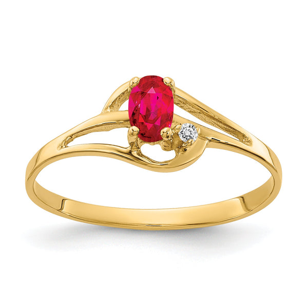 14k 5x3mm Oval Ruby VS Diamond ring