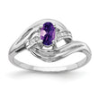 14K White Gold Amethyst Diamond ring, Size 7 - Birthstone Company