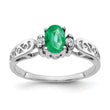 14K White Gold 6x4mm Oval Emerald A Diamond ring