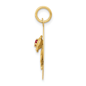 14K HAPPY BIRTHDAY Disc Charm with CZ Flower - Birthstone Company