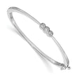 14k White Gold Complete 3-Stone 1/2 carat AA Diamond Hinged Oval Bangle Bracelet 6.5 in - Birthstone Company