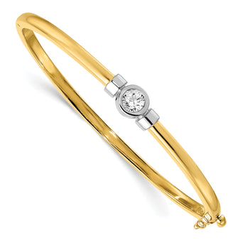14k Two-tone Complete 1/2 carat AA Diamond Hinged Oval Bangle Bracelet