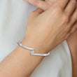 14k White Gold Complete 1/2 carat A Diamond Hinged Oval Bangle Bracelet - Birthstone Company