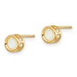 14K 4mm Round Bezel October/Opal Post Earrings - Birthstone Company