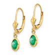 14K 6x4 Oval Bezel May/Emerald Leverback Earrings - Birthstone Company