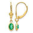 14K 6x4 Oval Bezel May/Emerald Leverback Earrings - Birthstone Company