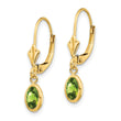 14K 6x4 Oval Bezel August/Peridot Leverback Earrings - Birthstone Company