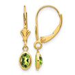 14K 6x4 Oval Bezel August/Peridot Leverback Earrings - Birthstone Company