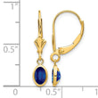14K 6x4 Oval Bezel September/Sapphire Leverback Earrings - Birthstone Company