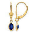 14K 6x4 Oval Bezel September/Sapphire Leverback Earrings - Birthstone Company