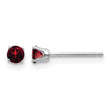 14K White Gold 3mm Garnet Stud Earrings - Birthstone Company