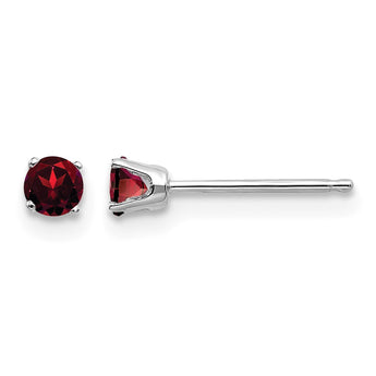14K White Gold 3mm Garnet Stud Earrings - Birthstone Company