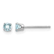 14K White Gold 3mm Aquamarine Stud Earrings - Birthstone Company