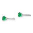 14K White Gold 3mm Emerald Stud Earrings - Birthstone Company