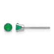 14K White Gold 3mm Emerald Stud Earrings - Birthstone Company