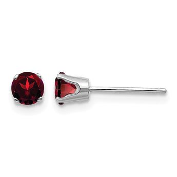 14K White Gold 4mm Garnet Stud Earrings - Birthstone Company