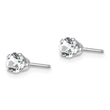 White Topaz Stud Earrings in 14K White Gold, 4mm