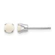 14K White Gold 4mm Opal Stud Earrings - Birthstone Company