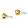 14K White Gold 4mm Citrine Stud Earrings - Birthstone Company