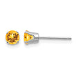 14K White Gold 4mm Citrine Stud Earrings - Birthstone Company