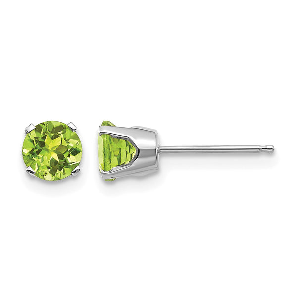 14K White Gold 5mm Peridot Stud Earrings - Birthstone Company
