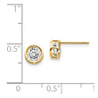 Bezel White Topaz Stud Earrings in 14K Yellow Gold, 5mm