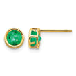 14K 5mm Bezel Emerald Stud Earrings - Birthstone Company