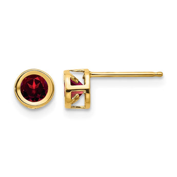 14K 4mm Oval Bezel January/Garnet Post Earrings - Birthstone Company