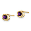 14K 4mm Bezel February/Amethyst Post Earrings - Birthstone Company