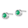 14K White Gold 4mm Bezel May/Emerald Post Earrings - Birthstone Company
