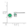 14K White Gold 4mm Bezel May/Emerald Post Earrings