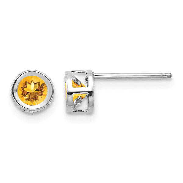 14K White Gold November 4mm Citrine Earrings - Birthstone Company