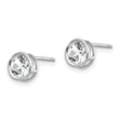 Bezel White Topaz Stud Earrings in 14K White Gold, 5mm
