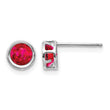14K White Gold 5mm Bezel Ruby Stud Earrings - Birthstone Company