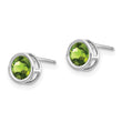 14K White Gold 5mm Bezel Peridot Stud Earrings - Birthstone Company
