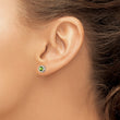 14K White Gold 5mm Bezel Peridot Stud Earrings - Birthstone Company