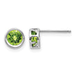 14K White Gold 5mm Bezel Peridot Stud Earrings - Birthstone Company