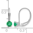 14K White Gold 4mm Round May/Emerald Leverback Earrings - Birthstone Company
